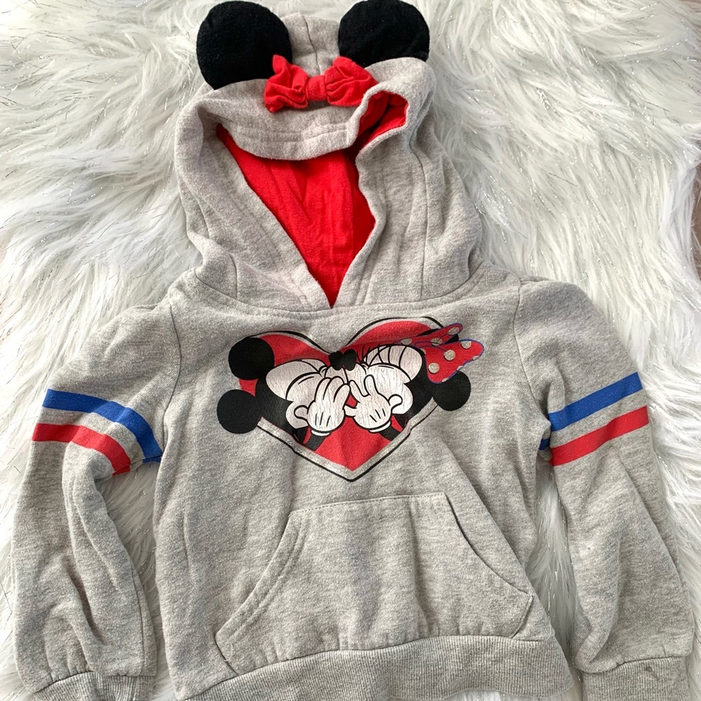 Mickey & Minnie hoodie Girls size 3T gray color. Preloved.